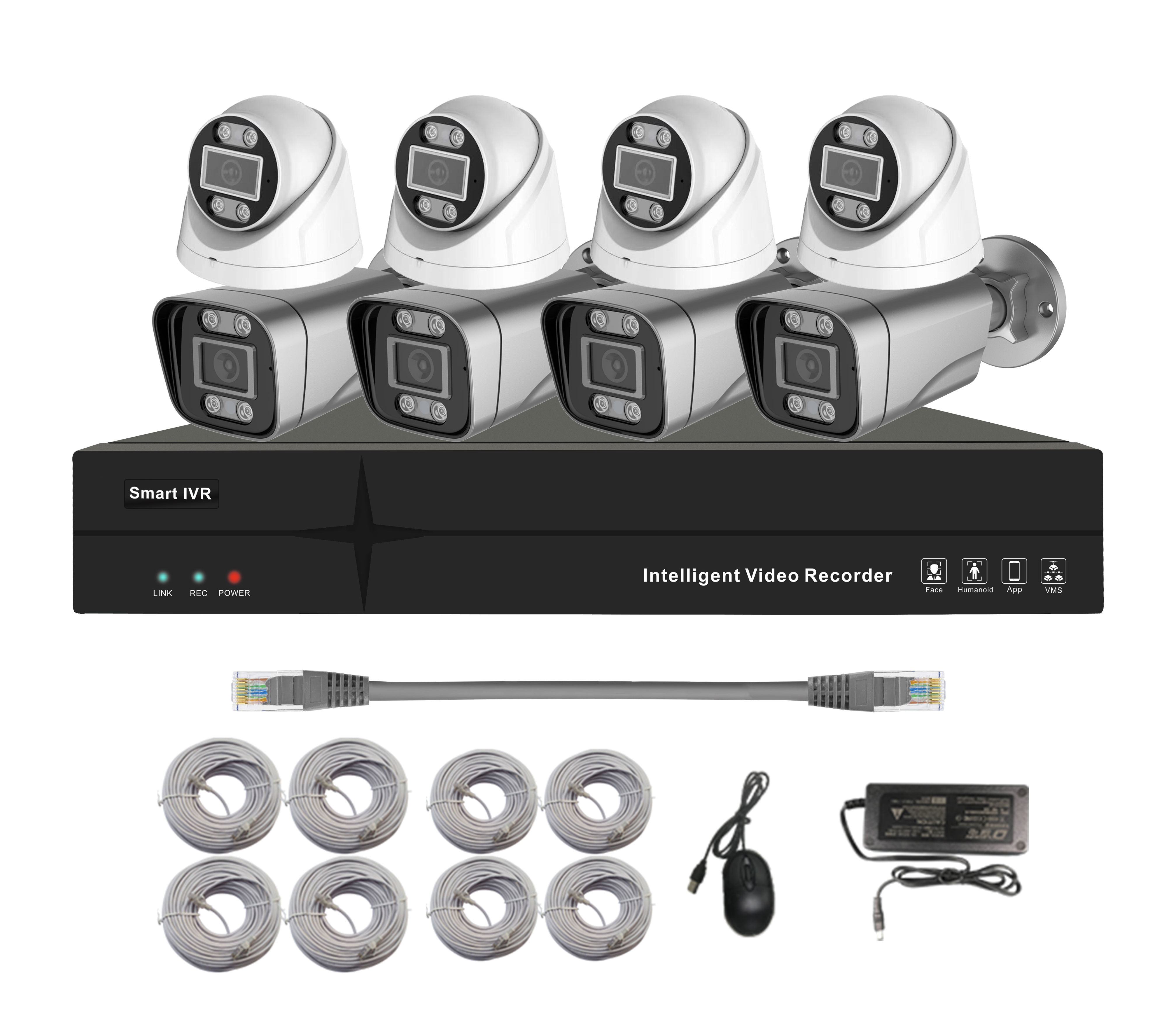 indoor outdoor POE NVR camera kits